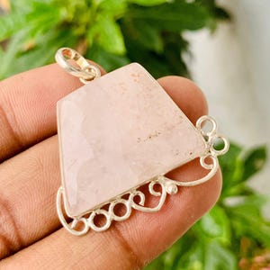 Rose Quartz Pendant Necklace | Heart Healing Crystal Jewelry | Boho Pink Gemstone Necklace | Gift for Her | Spiritual Jewelry.
