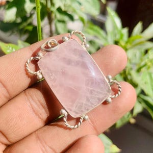 Handmade Rose Quartz Pendant Necklace | Sterling Silver Jewelry | Boho Pink Crystal Jewelry Gift | Love Stone Jewelry | Gift For Her Pendant