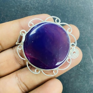 Natürliche Lila Achat Anhänger Halskette – Natürlicher Handgemachter Kristall Schmuck – Heilstein Geschenk für Sie – Boho Statement Schmuck Geschenk für Frau