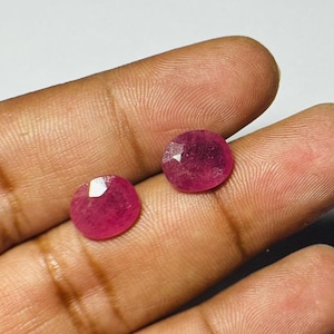 Coppia di rubini rosa naturali sciolti, rubino sfaccettato a taglio ovale, coppia abbinata per orecchini, corindone rosso autentico, lotto di 2 pezzi per gioielli