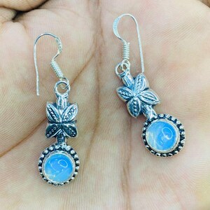 Elegant Blue Chalcedony Earrings | Dangle Gemstone Earring | Sterling Silver Earrings | Boho Stud Gift for Her | Handmade Birthstone Jewelry