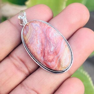 Natural Pink Agate Pendant Necklace | Handmade Healing Crystal Jewelry | Boho Layered Necklace | Gift for Her | Agate Gemstone Necklace .