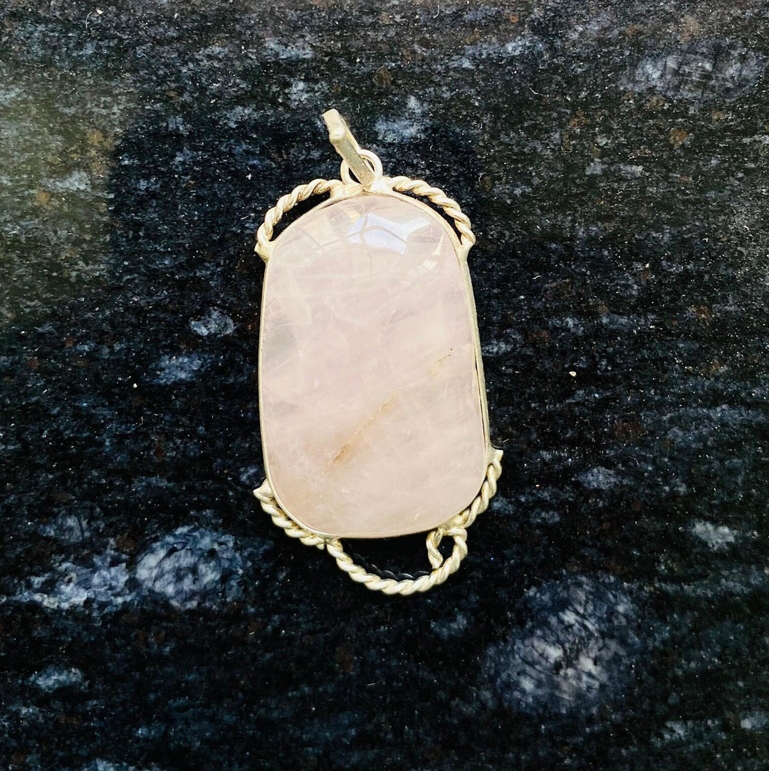•ROSE QUARTZ - LARGE OVAL• sterling silver pendant