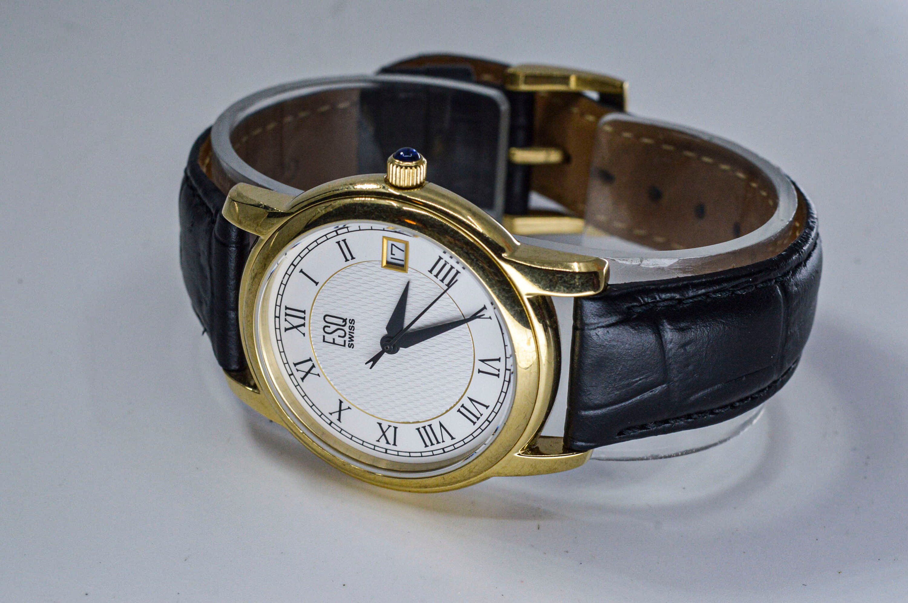 ESQ Swiss Gold Tone With White Dial Mans Classic Wrist Watch Etsy UK