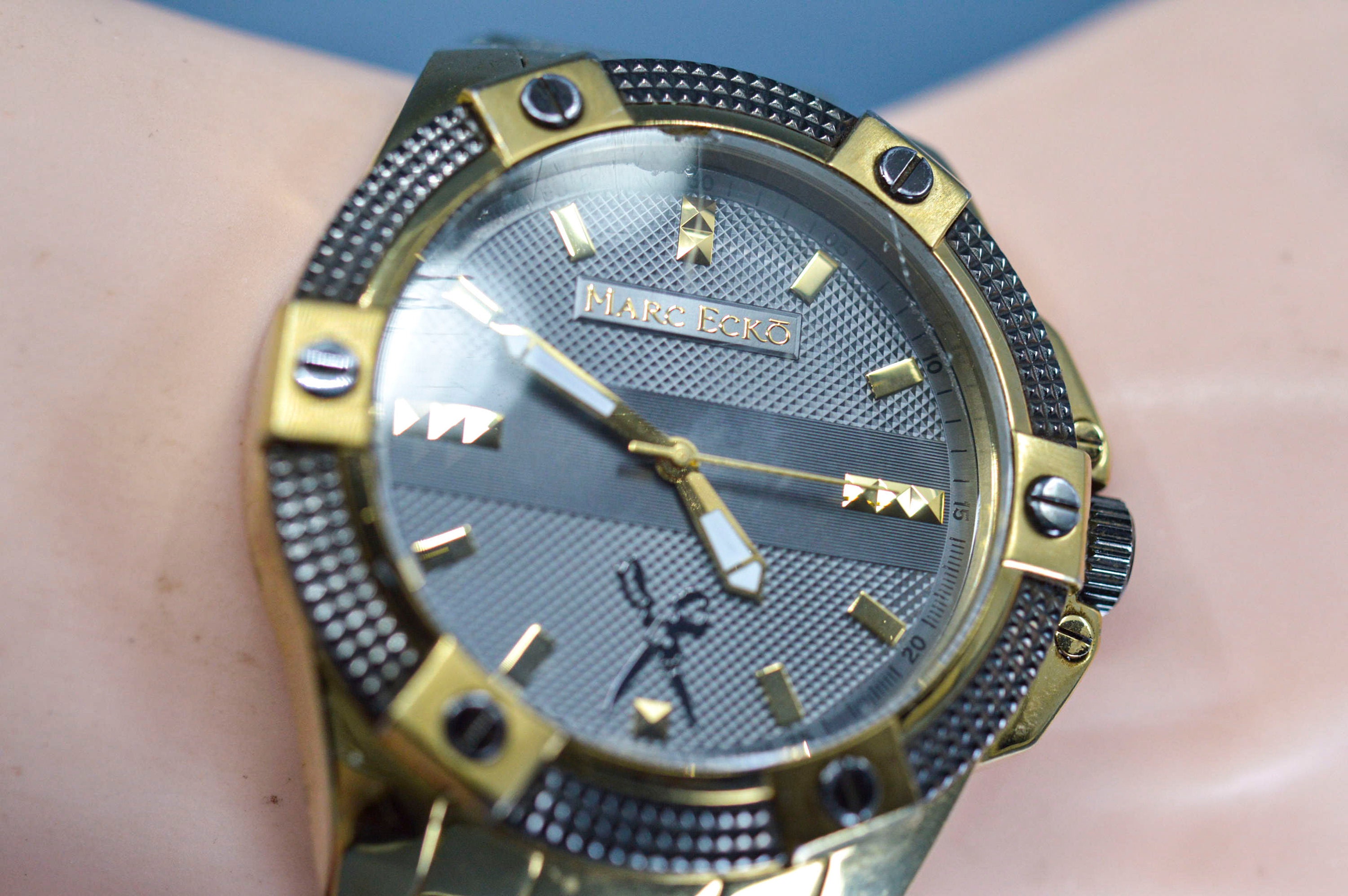 Marc Ecko Gold and Black Tone Large Quartz Wrist Watch Etsy