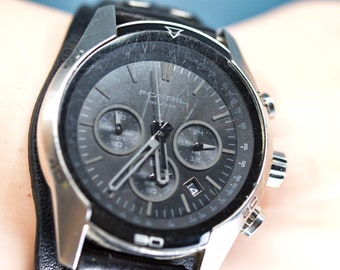 Fossil Steel and Black Tone Wide Bracelet Quartz Wrist Watch