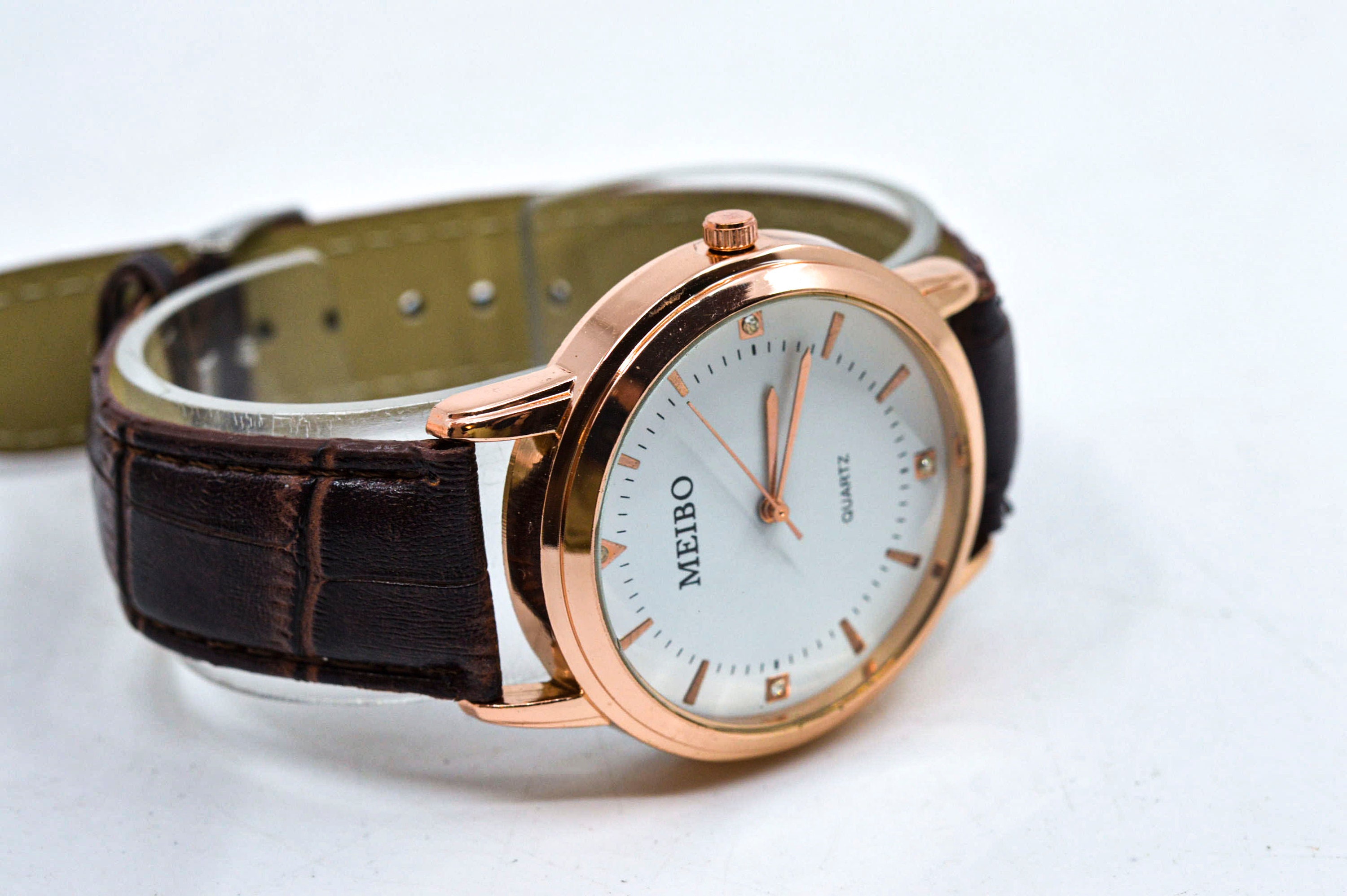 Rose Gold Tone With White Dial Quartz Wrist Watch Etsy UK