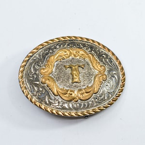 Gold and silver tone midium size Western blet buckle