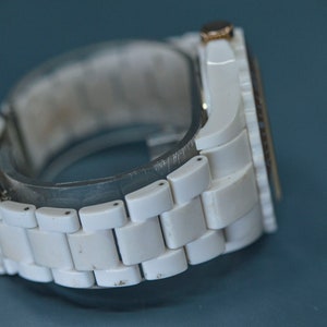 White and rose gold tone, plastic, quartz wrist watch image 6