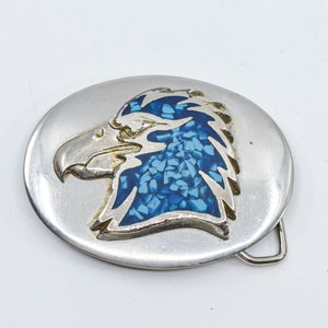 Steel and blue tone , mans , eagle ,Western belt buckle