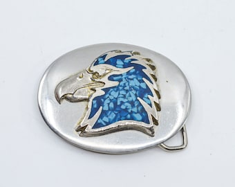 Steel and blue tone , mans , eagle ,Western belt buckle