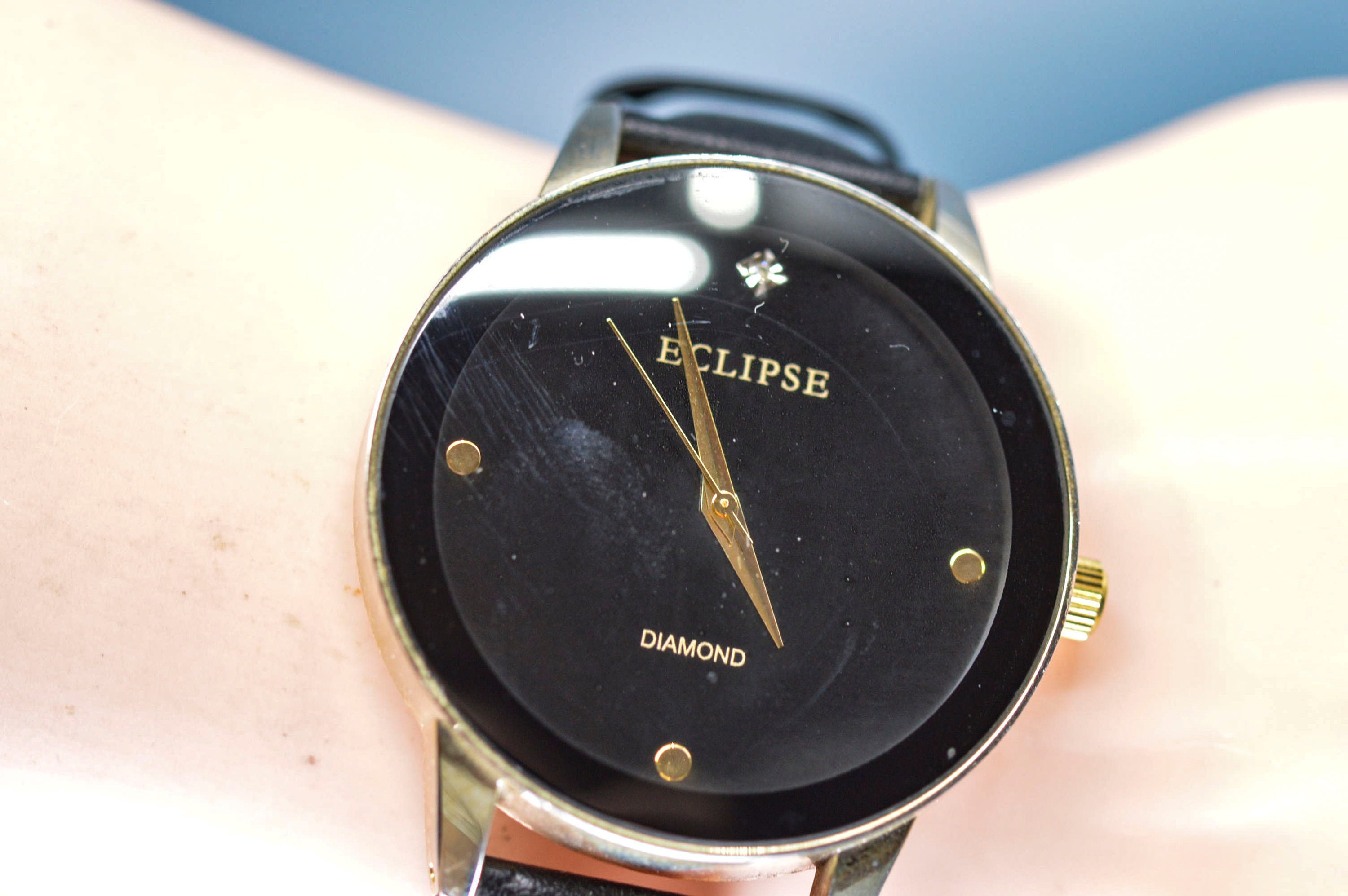 Eclipse Black Tone Large Quartz Wrist Watch Etsy