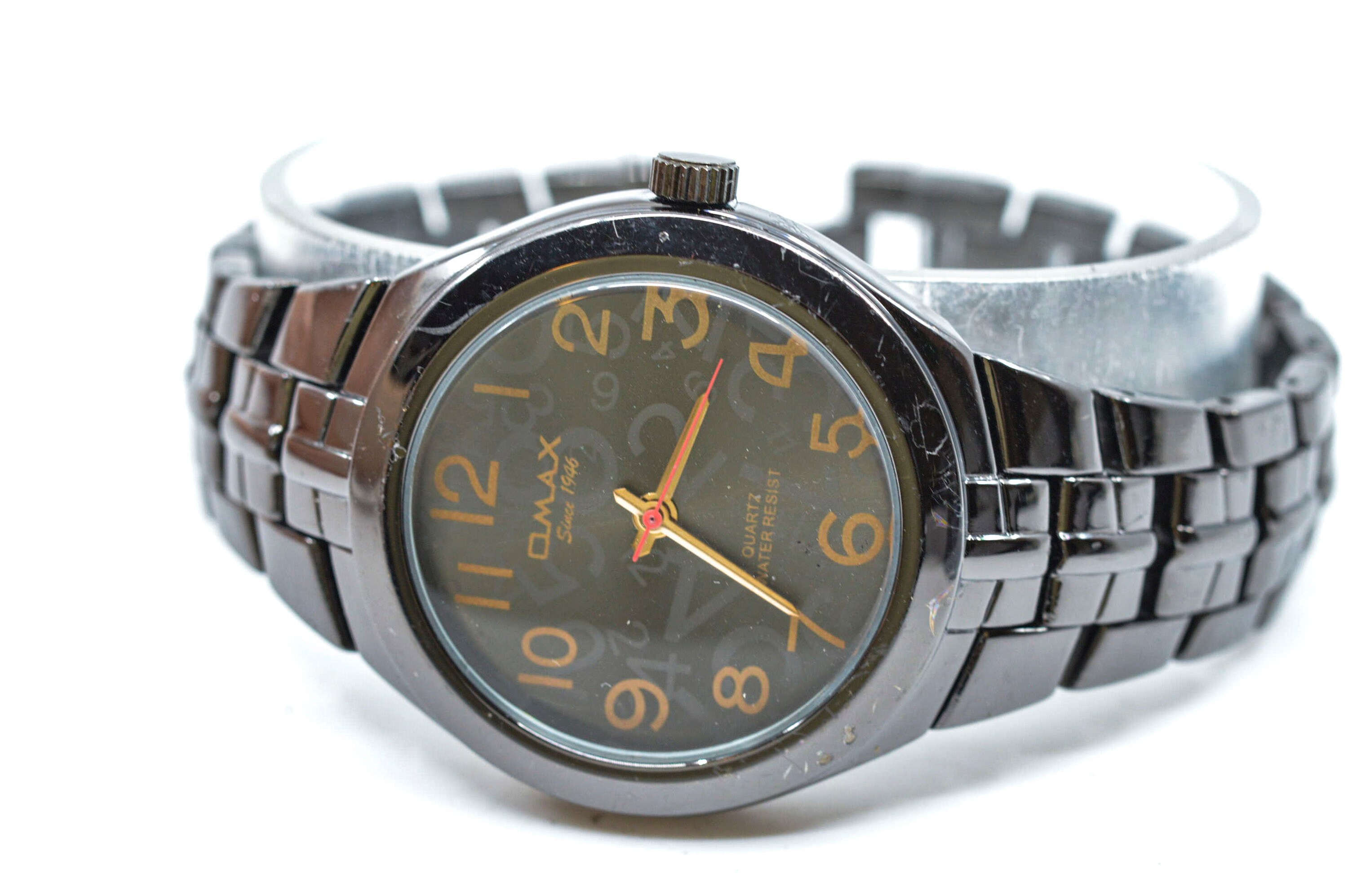 Qmax Black Tone Quartz Wrist Watch Etsy