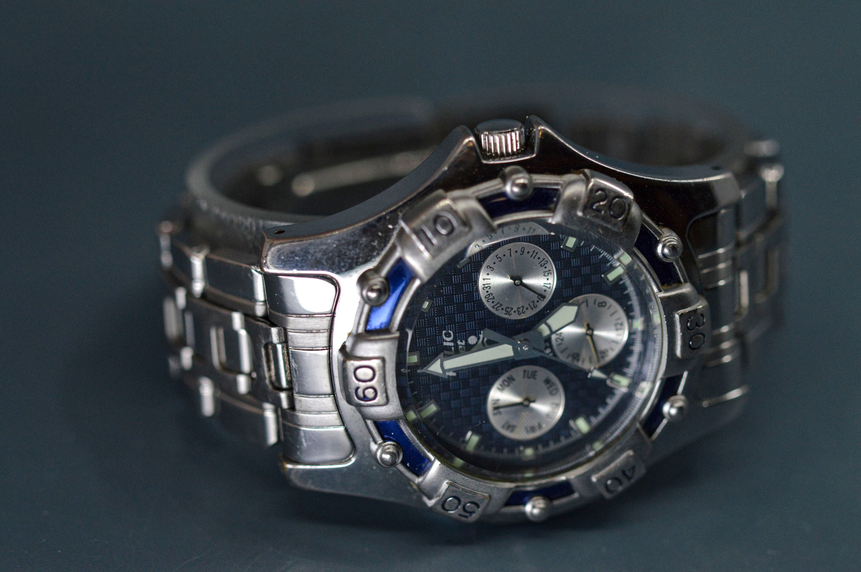 Relic Blue steel and blue tone quartz wrist watch