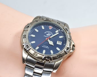 Beverly Hills Polo Club Steel Tone With Blue Dial Mens Sports