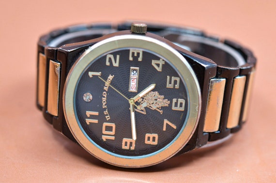 US Polo Assn ton noir et or montre bracelet quartz Etsy France