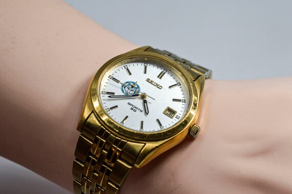 Seiko Cuarzo tono dorado con esfera plateada mans reloj de - Etsy España