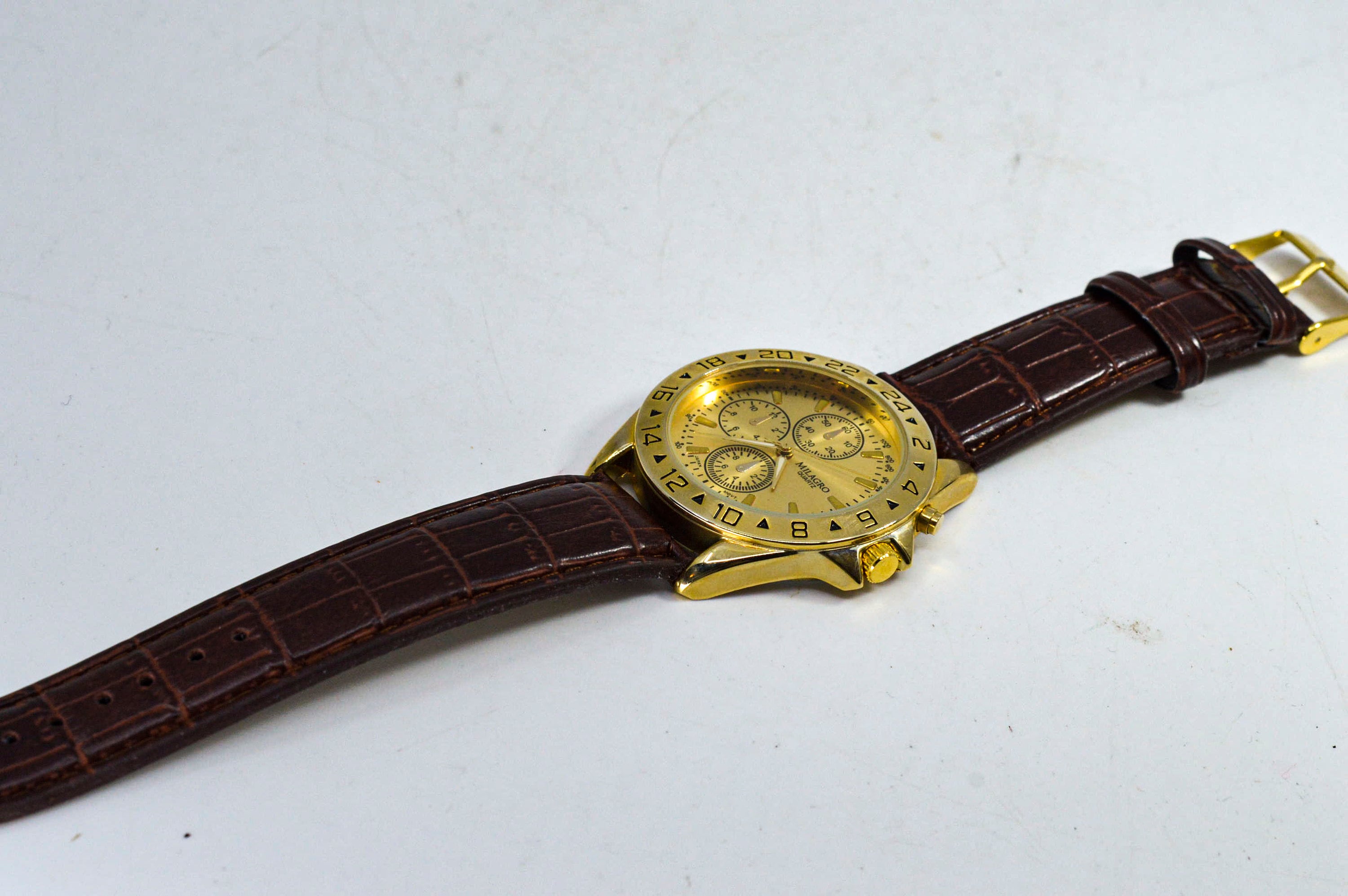 Milagro Gold Tone Mens Quartz Wrist Watch | Etsy