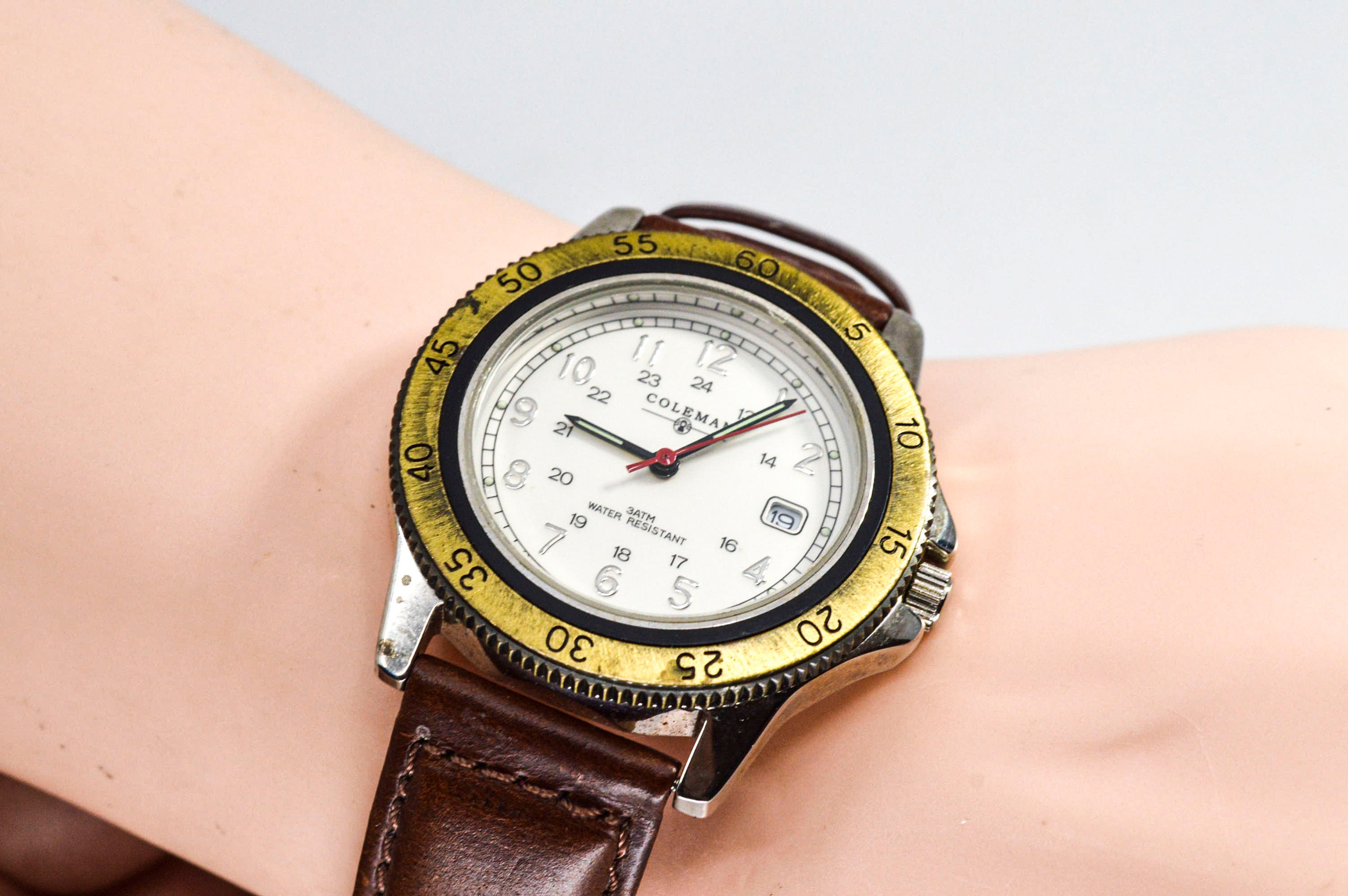 Coleman steel tone with white dial mans quartz wrist watch Etsy