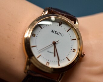 Rose Gold Tone With White Dial Quartz Wrist Watch Etsy