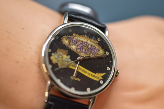 Treasure Hunt Steel Tone With Black Dial Quartz Wrist Watch Etsy