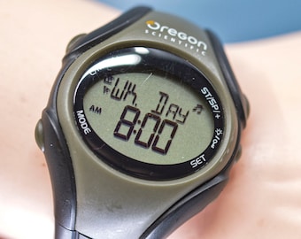 Oregon Scientific, gray and black tone, digital, sports wrist watch