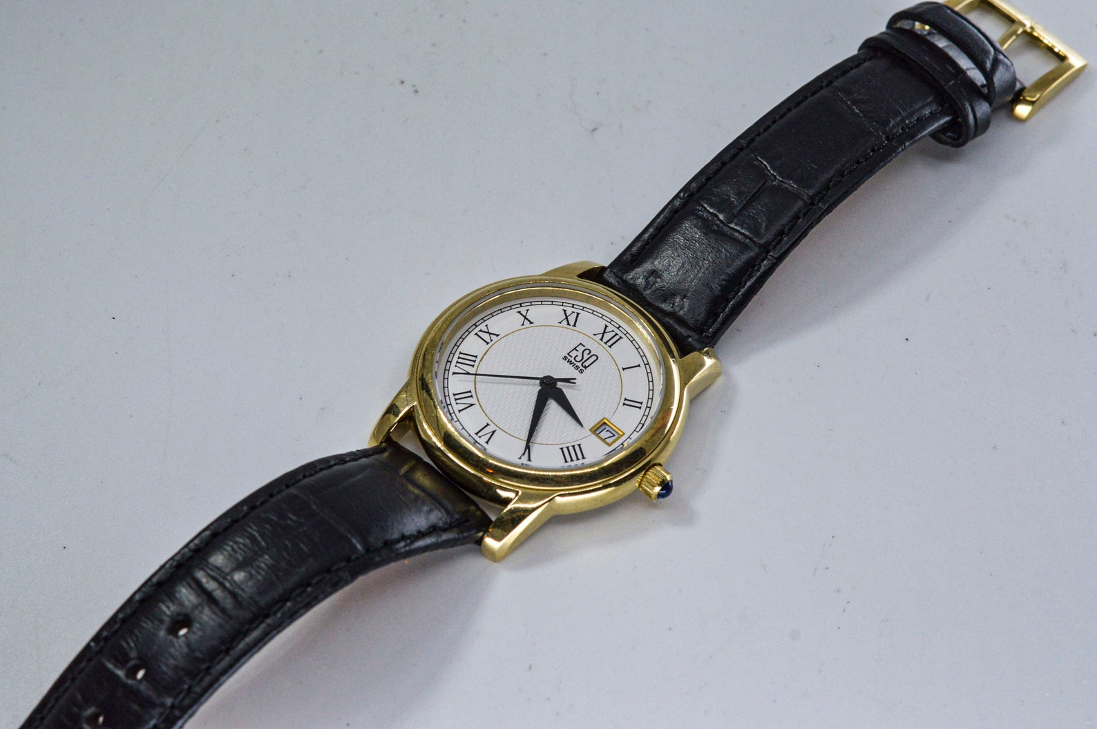 ESQ Swiss gold tone with white dial mans classic wrist watch Etsy