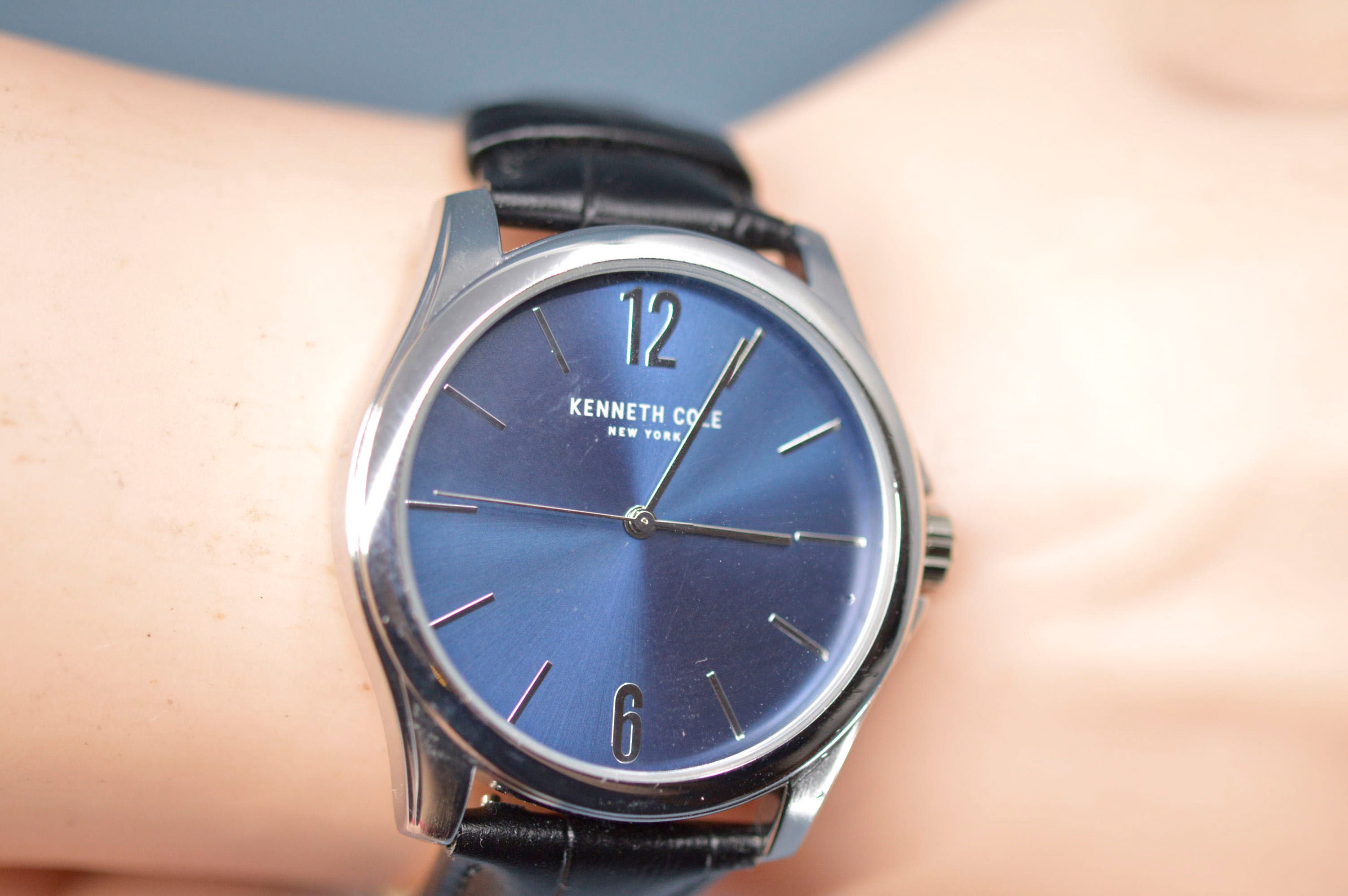 Kenneth Cole New York tono acero con esfera azul reloj de pulsera de cuarzo Etsy Mexico