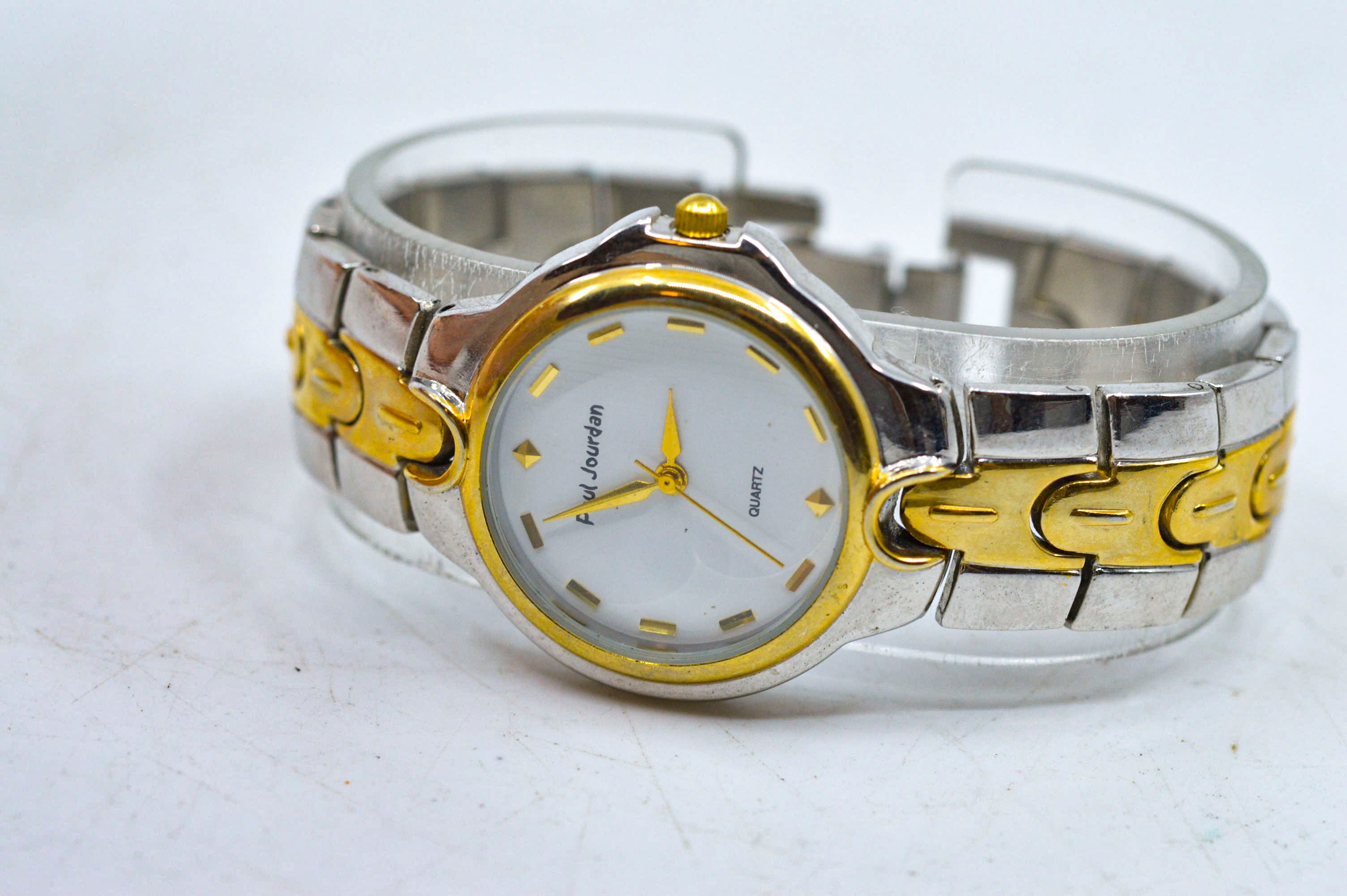 Paul Jardin acero y tono dorado esfera blanca reloj de pulsera de cuarzo Etsy Espana
