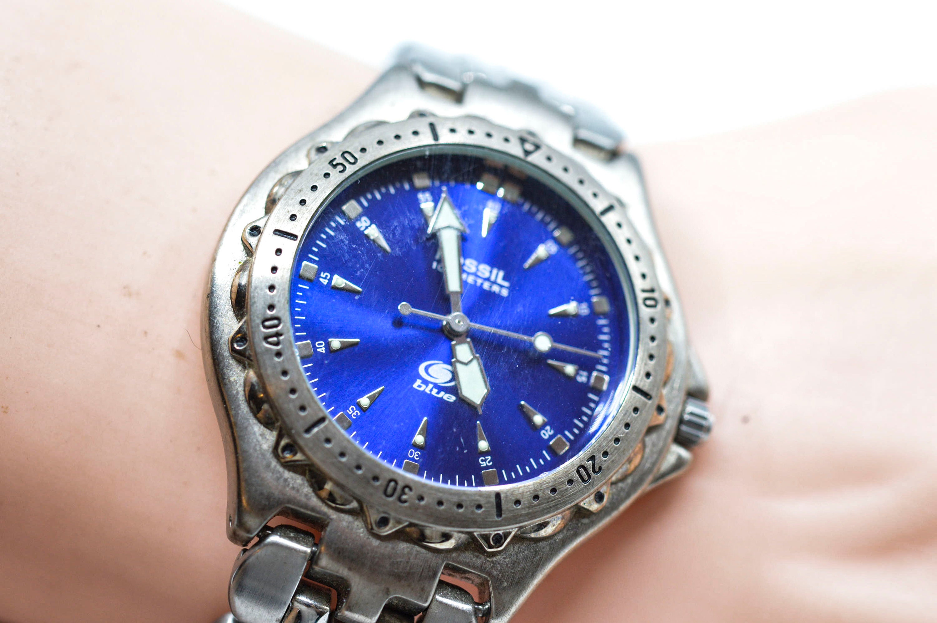 Fossil Blue Steel Tone With Blue Dial. Quartz Wrist Watch - Etsy Sweden