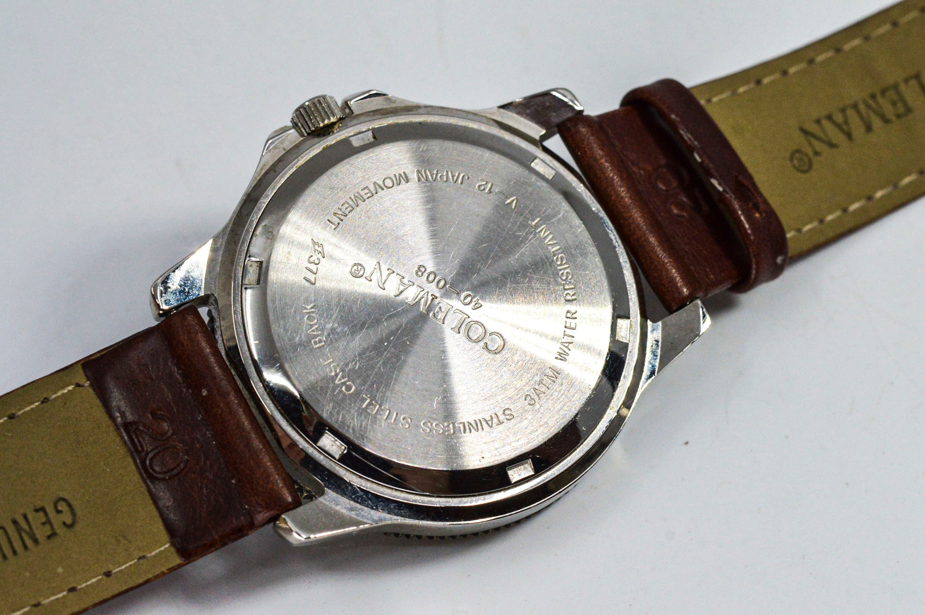 Coleman steel tone with white dial mans quartz wrist watch Etsy