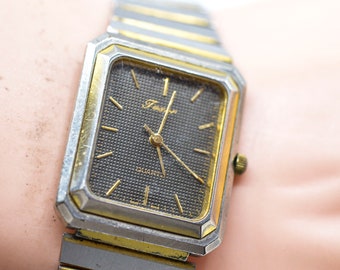 Taxor , steel tone with gray dial, vintage quartz wrist watch