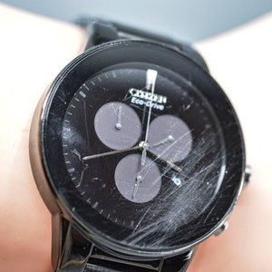 Citizen Eco-drive, black tone, quartz, chronograph, watch