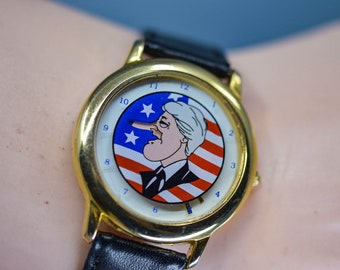 Gold tone, Bill Clinton, growing nose, novelty , quartz wrist watch
