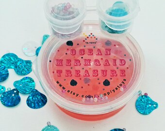 Miniature Size-Ocean Mermaid Slime Treasure-Non Stick, Non-Toxic Super Stretchy sticky Slime toy
