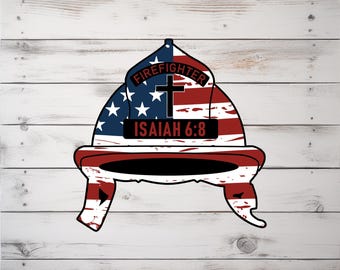 Isaiah 6:8 Firefighter Helmet Glossy Sticker