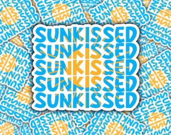 Cyan Blue SUNKISSED Glossy Sticker