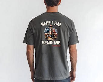 Here I Am Send Me Isaiah 6:8 Firefighter Comfort Colors T-shirt