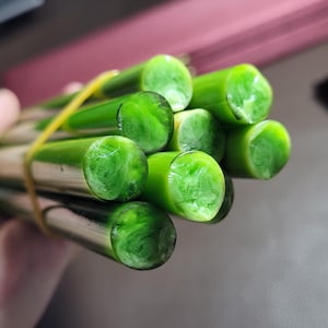 ROYAL GREEN - Amber Bakelite Catalin Rods, for making prayer beads, rosary - Last products