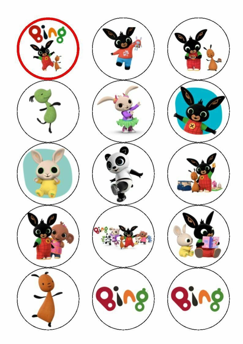 Bing X 15 Edible Cupcake Toppers Personalised Precut Etsy UK