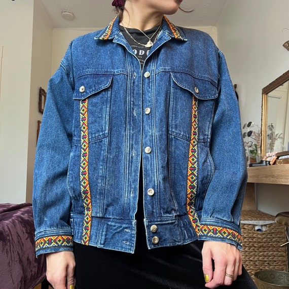 Bohemian Embrodie Western Tribal Native Retro Denim Jacket