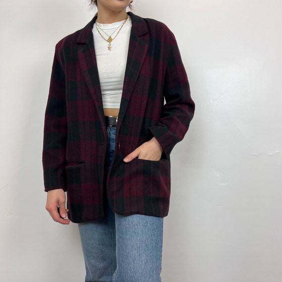 Plaid Print Blazer - image 4