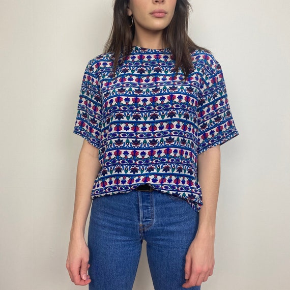 Quo-Silk Floral Stripe Neon Multi Color Printed Bo