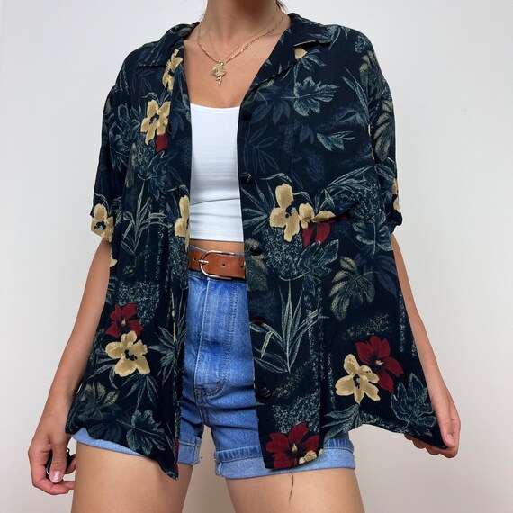 Hawaiian Print Gauze Shirt - Gem