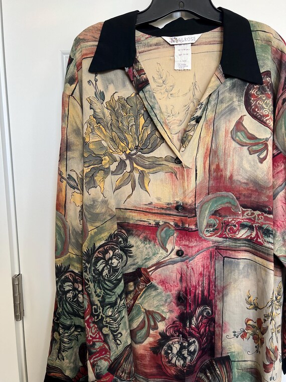 Abstract Print Button Up Shirt - image 2