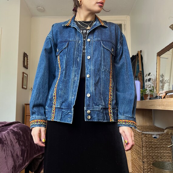 Tribal Drop Shoulder Denim Jacket