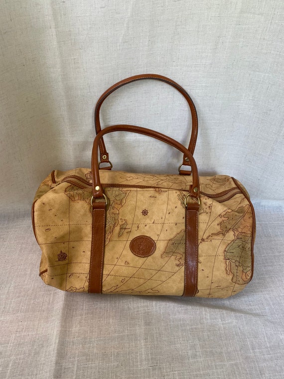 Tan / Beige World Map Print Bag