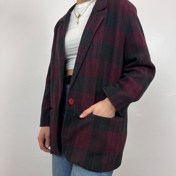 Plaid Print Blazer - image 2