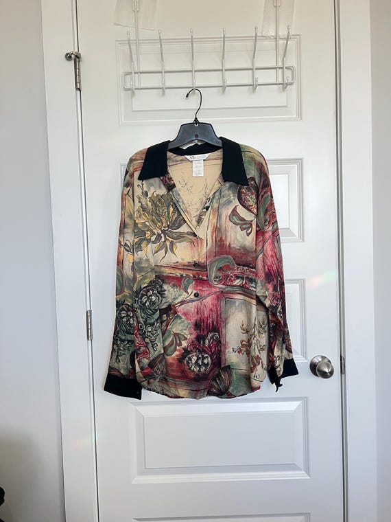 Abstract Print Button Up Shirt - image 1