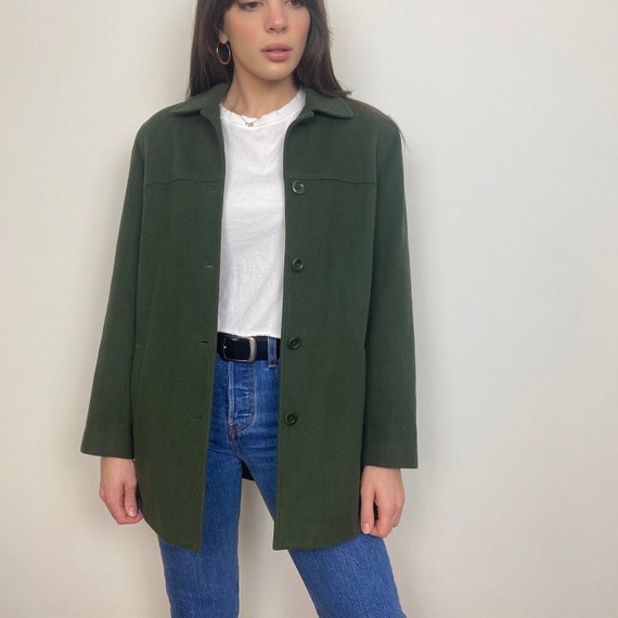 Dark Forest Green Henri Bendel Wool Cashmere Overc